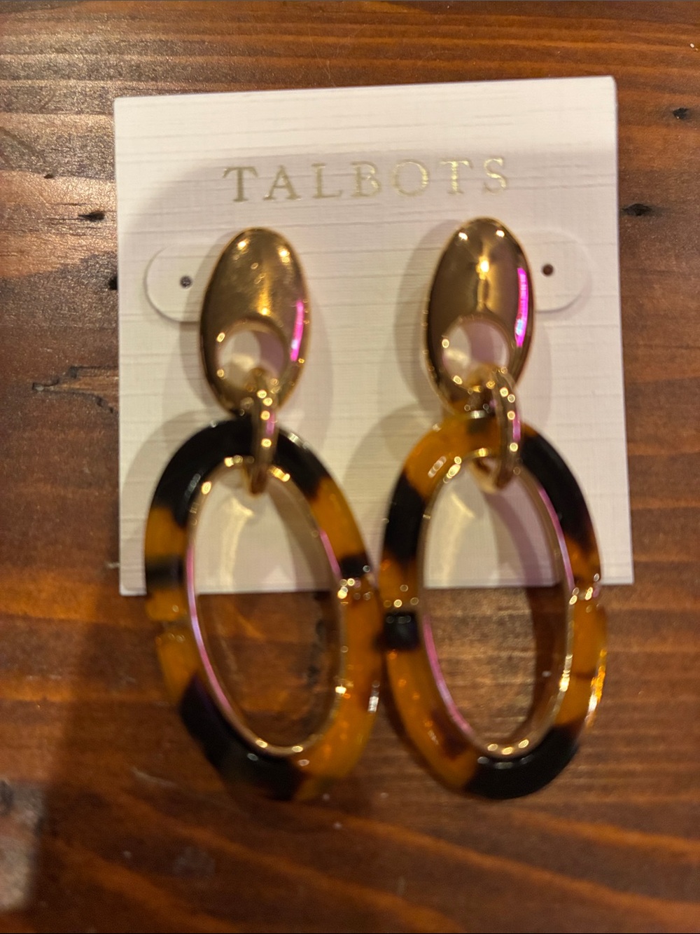 Talbots Gold and Tortoiseshell Oval Drop Earrings